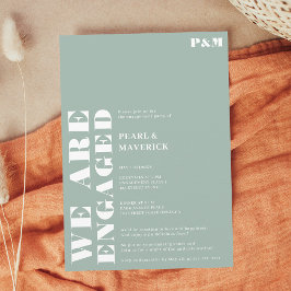 Gedurfde eenvoudige stoffige groene bruiloft verlo kaart