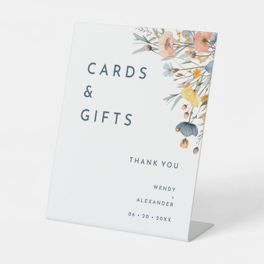 Gedurfde Elegante Bloemen Bruiloft Kaarten en Gesc Reclamebord Met Voetstuk (Voorkant)