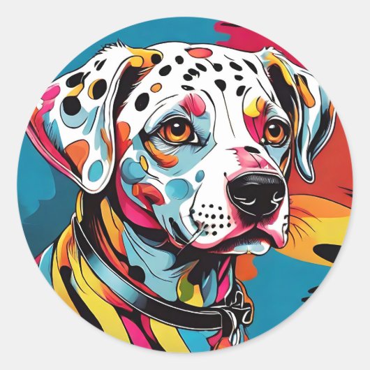 Gedurfde en heldere Dalmatische Pop Kunst Ronde Sticker (Voorkant)