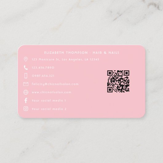 Gedurfde en kleurrijke Afro-Amerikaanse nagelsalon Visitekaartje (Achterkant)