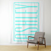 Gedurfde en moderne Jouw naam of woord | Turquoise Wandkleed (In situ)