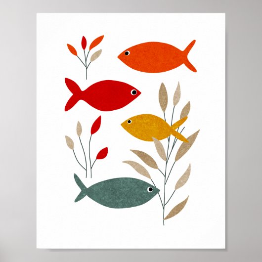 Gedurfde en moderne vis collage kunst poster (Voorkant)