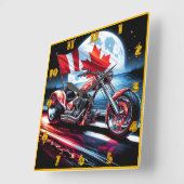 Gedurfde fiets met Canadese vlag bij maanlicht Vierkante Klok (Hoek)