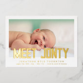 Gedurfde Folie | Foto Collage baby geboorte aankon Folie Uitnodiging (Voorkant)