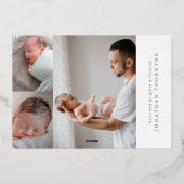 Gedurfde Folie | Foto Collage baby geboorte aankon Folie Uitnodiging (Achterkant)