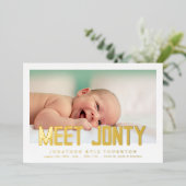 Gedurfde Folie | Foto Collage baby geboorte aankon Folie Uitnodiging (Staand Voorkant)