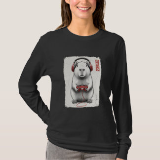 Gedurfde gamer Japanse kunst grappige capybara vid T-shirt