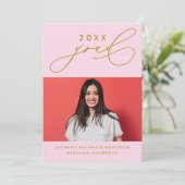 GEDURFDE GRILLIGE CALLIGRAFIE AFSTUDEREN UITNODIGI KAART (Staand voorkant)