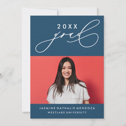 GEDURFDE GRILLIGE CALLIGRAFIE AFSTUDEREN UITNODIGI KAART (Voorkant)