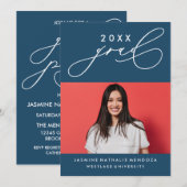 GEDURFDE GRILLIGE CALLIGRAFIE AFSTUDEREN UITNODIGI KAART (Voorkant / Achterkant)