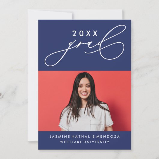 GEDURFDE GRILLIGE CALLIGRAFIE AFSTUDEREN UITNODIGI KAART (Voorkant)