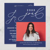 GEDURFDE GRILLIGE CALLIGRAFIE AFSTUDEREN UITNODIGI KAART (Voorkant / Achterkant)