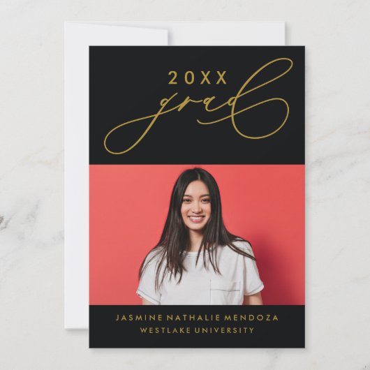 GEDURFDE GRILLIGE CALLIGRAFIE AFSTUDEREN UITNODIGI KAART (Voorkant)