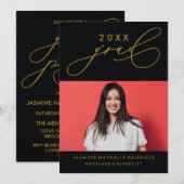 GEDURFDE GRILLIGE CALLIGRAFIE AFSTUDEREN UITNODIGI KAART (Voorkant / Achterkant)