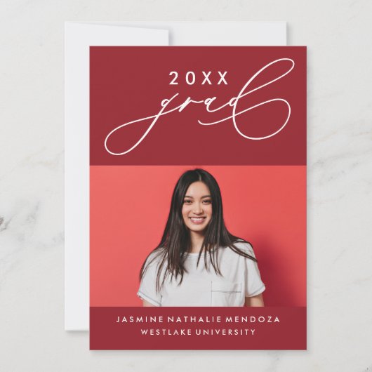 GEDURFDE GRILLIGE CALLIGRAFIE AFSTUDEREN UITNODIGI KAART (Voorkant)