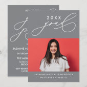 GEDURFDE GRILLIGE CALLIGRAFIE AFSTUDEREN UITNODIGI KAART (Voorkant / Achterkant)