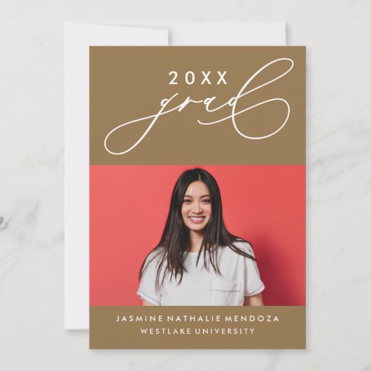 GEDURFDE GRILLIGE CALLIGRAFIE AFSTUDEREN UITNODIGI KAART (Voorkant)