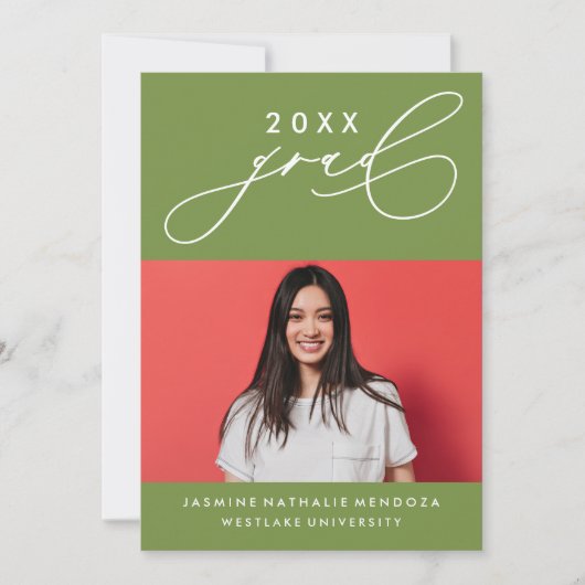 GEDURFDE GRILLIGE CALLIGRAFIE AFSTUDEREN UITNODIGI KAART (Voorkant)