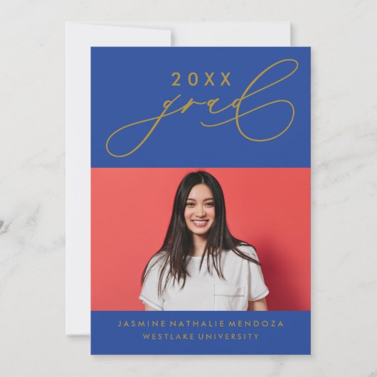 GEDURFDE GRILLIGE CALLIGRAFIE AFSTUDEREN UITNODIGI KAART (Voorkant)