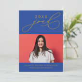 GEDURFDE GRILLIGE CALLIGRAFIE AFSTUDEREN UITNODIGI KAART (Staand voorkant)