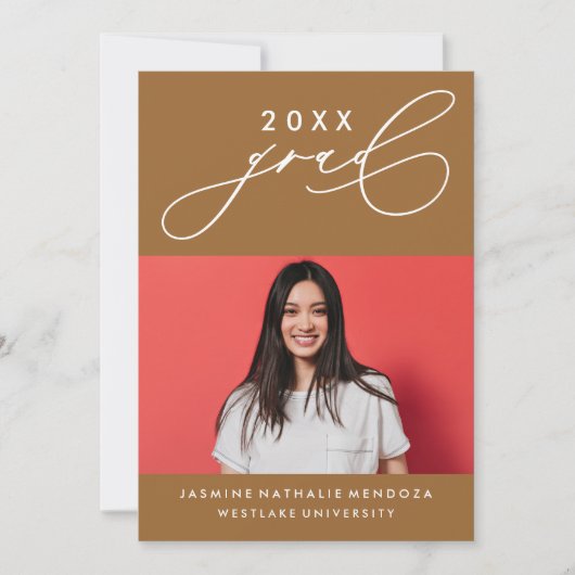 GEDURFDE GRILLIGE CALLIGRAFIE AFSTUDEREN UITNODIGI KAART (Voorkant)