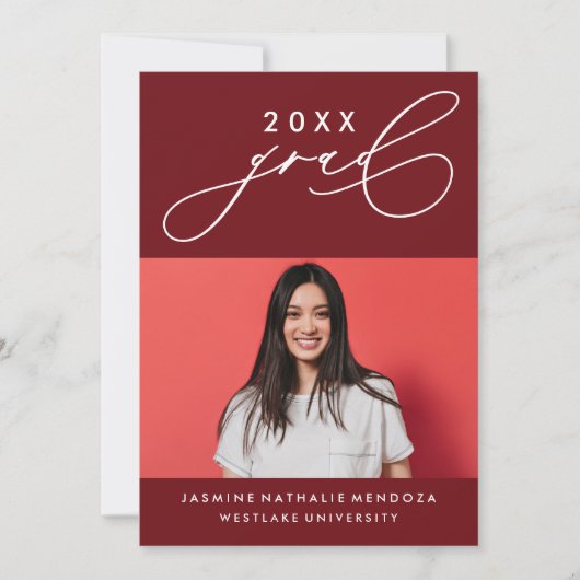 GEDURFDE GRILLIGE CALLIGRAFIE AFSTUDEREN UITNODIGI KAART (Voorkant)