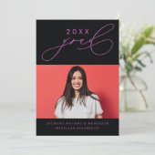 GEDURFDE GRILLIGE CALLIGRAFIE AFSTUDEREN UITNODIGI KAART (Staand voorkant)