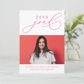 GEDURFDE GRILLIGE CALLIGRAFIE AFSTUDEREN UITNODIGI KAART (Staand voorkant)