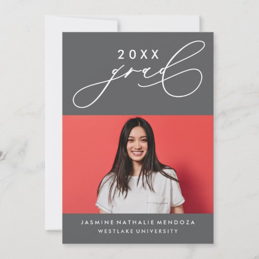 GEDURFDE GRILLIGE CALLIGRAFIE AFSTUDEREN UITNODIGI KAART (Voorkant)