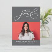 GEDURFDE GRILLIGE CALLIGRAFIE AFSTUDEREN UITNODIGI KAART (Staand voorkant)