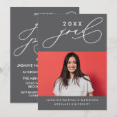 GEDURFDE GRILLIGE CALLIGRAFIE AFSTUDEREN UITNODIGI KAART (Voorkant / Achterkant)