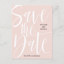 Gedurfde kalligrafie | Witte roze moderne bruiloft Aankondigingskaart