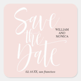 Gedurfde kalligrafie | Witte roze moderne bruiloft Vierkante Sticker