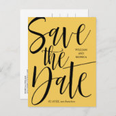 Gedurfde kalligrafie | Zwarte mosterd moderne brui Aankondigingskaart (Voorkant / Achterkant)