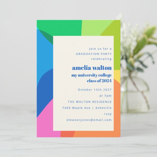 Gedurfde Kleurrijke Abstracte Regenboog Graduation Kaart (Staand voorkant)