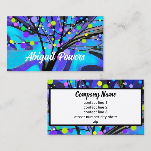 gedurfde , kleurrijke moderne abstracte boomkunst visitekaartje (Voorkant / Achterkant)