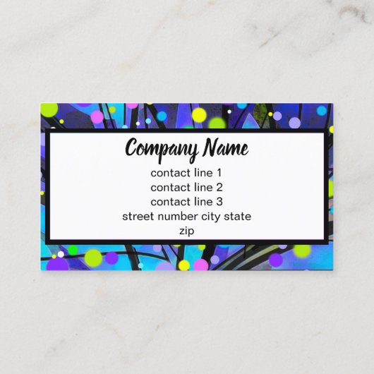 gedurfde , kleurrijke moderne abstracte boomkunst visitekaartje (Achterkant)