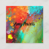 Gedurfde kleurrijke moderne abstracte kunst kleur  vierkante visitekaartje (Voorkant)