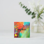 Gedurfde kleurrijke moderne abstracte kunst kleur  vierkante visitekaartje (Staand voorkant)