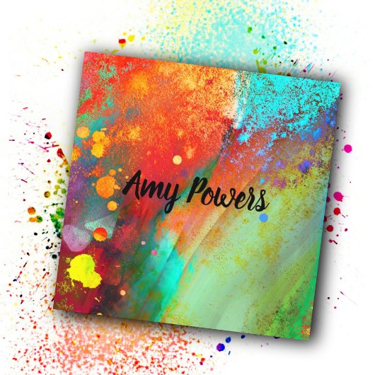 Gedurfde kleurrijke moderne abstracte kunst kleur  vierkante visitekaartje