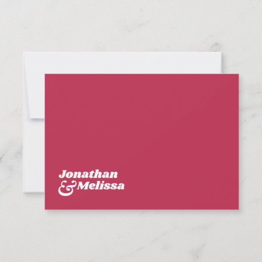 Gedurfde minimalistische chique retro viva magenta RSVP kaartje (Achterkant)