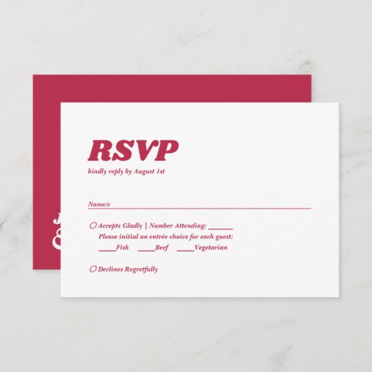 Gedurfde minimalistische chique retro viva magenta RSVP kaartje (Voorkant / Achterkant)