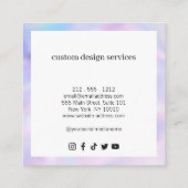 Gedurfde minimalistische luxe boutique holografisc vierkante visitekaartje (Achterkant)
