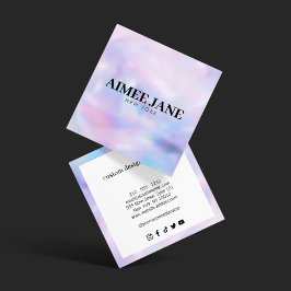 Gedurfde minimalistische luxe boutique holografisc vierkante visitekaartje