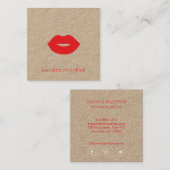 Gedurfde minimalistische rode lippen Logo make-up  Vierkante Visitekaartje (Voorkant / Achterkant)