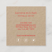 Gedurfde minimalistische rode lippen Logo make-up  Vierkante Visitekaartje (Achterkant)