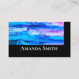 gedurfde moderne artistieke waterverf blauw en paa visitekaartje
