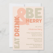 Gedurfde moderne koraal eet Drink en wees vrolijk  Kaart (Voorkant)