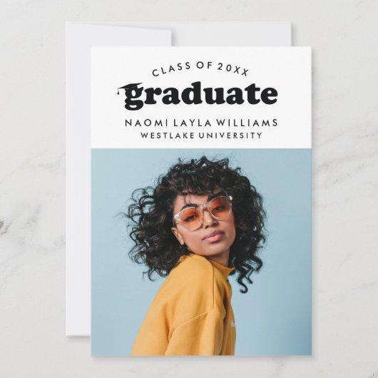 GEDURFDE MODERNE RETRO AFSTUDEREN | UITNODIGING VO (Voorkant)