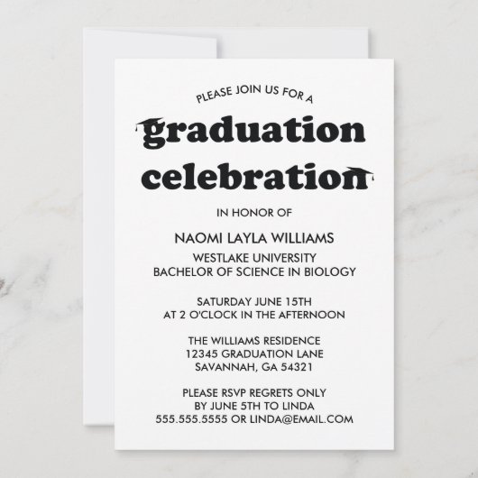 GEDURFDE MODERNE RETRO AFSTUDEREN | UITNODIGING VO (Achterkant)